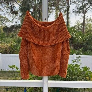 Cozy Off-Shoulder Rust Sweater
